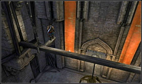 Use the poles and beams to get to the platform, and then jump onto one of the flags - Walkthrough - The Stables - Walkthrough - Prince of Persia: The Forgotten Sands - Game Guide and Walkthrough
