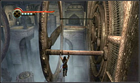 Use the beams to get to the other side of the room - Walkthrough - The Works - Walkthrough - Prince of Persia: The Forgotten Sands - Game Guide and Walkthrough