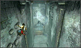 Return to the crank and turn it so that waterspouts begin falling down from the ceiling - Walkthrough - The Sewer - Walkthrough - Prince of Persia: The Forgotten Sands - Game Guide and Walkthrough