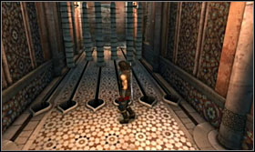 Carefully pass through the trap-filled corridor - Walkthrough - The Baths - Walkthrough - Prince of Persia: The Forgotten Sands - Game Guide and Walkthrough