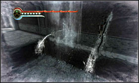 Freeze time, ump onto the water stream and return the flow of time right after you jump off - Walkthrough - The Royal Chambers - Walkthrough - Prince of Persia: The Forgotten Sands - Game Guide and Walkthrough