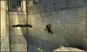 After getting out of the room, jump towards the fissure in the wall and ride down the flag - Walkthrough - The Observatory - Walkthrough - Prince of Persia: The Forgotten Sands - Game Guide and Walkthrough