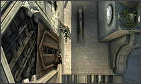 Bounce off the walls to activate another switch and again move quickly to the right to get onto the mechanism before it moves away - Walkthrough - The Terrace - Walkthrough - Prince of Persia: The Forgotten Sands - Game Guide and Walkthrough
