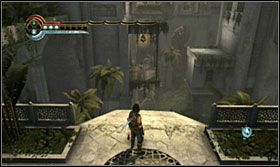 Jump onto the stream, turn towards the wall, jump and bounce off onto the higher stream - Walkthrough - The Terrace - Walkthrough - Prince of Persia: The Forgotten Sands - Game Guide and Walkthrough
