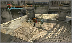A bit further, use the waterspout to jump onto the hexagonal arena, where a larger fight awaits you - Walkthrough - The Rooftop Gardens - Walkthrough - Prince of Persia: The Forgotten Sands - Game Guide and Walkthrough