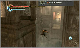 Activate the wall fragment with the proper button and run up it - Walkthrough - The Ruins of Rekem - Walkthrough - Prince of Persia: The Forgotten Sands - Game Guide and Walkthrough
