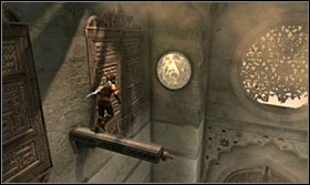 Jump between the poles along the wall, activate the switch and jump onto the higher level - Walkthrough - The Palace - Walkthrough - Prince of Persia: The Forgotten Sands - Game Guide and Walkthrough