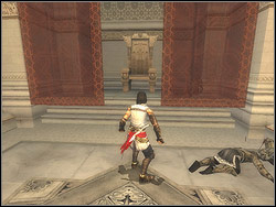 Jump from the catwalk to the gap between two nearby walls - The Throne Room - Walkthrough - Prince of Persia: The Two Thrones - Game Guide and Walkthrough