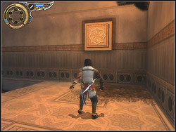 After reaching the closed door localize decorative tile in the wall - The Throne Room - Walkthrough - Prince of Persia: The Two Thrones - Game Guide and Walkthrough