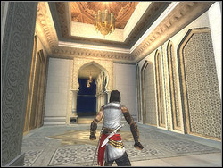 The neighborhood of the throne is no attractive feature, so run away back down and go to the left - The Throne Room - Walkthrough - Prince of Persia: The Two Thrones - Game Guide and Walkthrough
