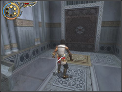 Stamp on decorative tile, lying in the floor near by fountain - The Royal Chambers - Walkthrough - Prince of Persia: The Two Thrones - Game Guide and Walkthrough