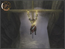 After the fight approach the precipice, crack the sculpture lying on the other side in the head with Daggertail, and pull the chain - The Sewers - Walkthrough - Prince of Persia: The Two Thrones - Game Guide and Walkthrough