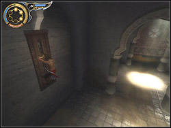 You will see the rectangular mechanism with longitudinal groove on the left wall at the end of corridor - The Sewers - Walkthrough - Prince of Persia: The Two Thrones - Game Guide and Walkthrough