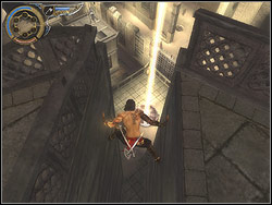 Locate the section of the tower with no rail (from the direction of the Sand Gate) - The Fortress - Walkthrough - Prince of Persia: The Two Thrones - Game Guide and Walkthrough