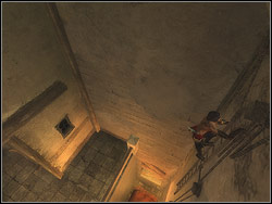Notice that the ladder is standing near the wall on the left side - The Fortress - Walkthrough - Prince of Persia: The Two Thrones - Game Guide and Walkthrough
