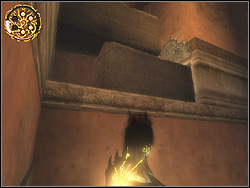 There is redemptive recess in the wall located to the left from the catwalk - you have to jump there - The Arena Tunnel - Walkthrough - Prince of Persia: The Two Thrones - Game Guide and Walkthrough