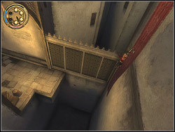 At the end of the courtyard run vertically over the wall of low building on the right - The Dark Alley - Walkthrough - Prince of Persia: The Two Thrones - Game Guide and Walkthrough
