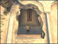 The rectangular mechanism is sticking in the wall in front of you - The Temple Rooftops - Walkthrough - Prince of Persia: The Two Thrones - Game Guide and Walkthrough