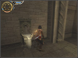 Take off from the window-sill backwards to the opposite wall, where relief is located in - The Temple Rooftops - Walkthrough - Prince of Persia: The Two Thrones - Game Guide and Walkthrough