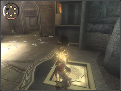 Stand near the wall on the right, run horizontally over the wall until you will catch baize - The Temple - Walkthrough - Prince of Persia: The Two Thrones - Game Guide and Walkthrough