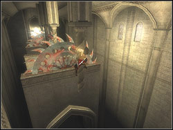 There is a row of four saws in front of you, with columns similar to one you are stuck to - The Temple - Walkthrough - Prince of Persia: The Two Thrones - Game Guide and Walkthrough