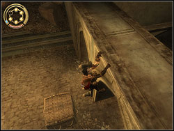Jump down to the courtyard and kill three Thralls (one at least - you may kill with speed kill) - The Marketplace - Walkthrough - Prince of Persia: The Two Thrones - Game Guide and Walkthrough