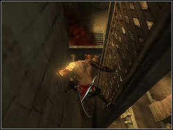 Run horizontally over the left wall and in front of bend jump to the right, catching the brink of wooden, furnished balcony - The Marketplace - Walkthrough - Prince of Persia: The Two Thrones - Game Guide and Walkthrough
