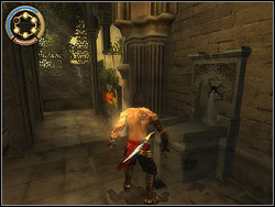 Take off from the bas-relief to the left and catch the catwalk, stretching across the corridor - The Marketplace - Walkthrough - Prince of Persia: The Two Thrones - Game Guide and Walkthrough