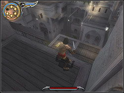 Go right from the fountain, jump down for the terrace below and down again to the other - The Brothel - Walkthrough - Prince of Persia: The Two Thrones - Game Guide and Walkthrough
