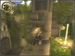Clamber up the pole back and return to the big pillar - The City Gardens - Walkthrough - Prince of Persia: The Two Thrones - Game Guide and Walkthrough