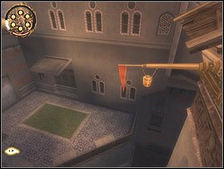 Jump down to the terrace below you, turn left to the corner of the terrace - The Promenade - Walkthrough - Prince of Persia: The Two Thrones - Game Guide and Walkthrough