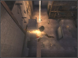 Standing on the bar turn to the right and jump to the chain overhanging from above - The Promenade - Walkthrough - Prince of Persia: The Two Thrones - Game Guide and Walkthrough