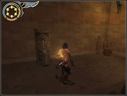 After avoiding blocks turn the corridor to the left, you will enter the room with the fountain a little bit further - The Promenade - Walkthrough - Prince of Persia: The Two Thrones - Game Guide and Walkthrough