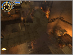 If you want to pass to the platform with the other mechanism, climb the ladder standing close by - The Royal Workshop - Walkthrough - Prince of Persia: The Two Thrones - Game Guide and Walkthrough
