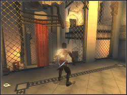 Switch the lever rotating the mechanism, and you will open the gate close by - The Palace Entrance - Walkthrough - Prince of Persia: The Two Thrones - Game Guide and Walkthrough