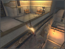 Jump to the elevation below relief, bounce off it backwards to the opposite wall then again to the wall with relief - The Palace Entrance - Walkthrough - Prince of Persia: The Two Thrones - Game Guide and Walkthrough
