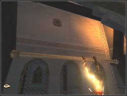 Replenish possible shortages in weapon in arms from the rack close by, then move by the wall where the rail is missing - The Palace Entrance - Walkthrough - Prince of Persia: The Two Thrones - Game Guide and Walkthrough