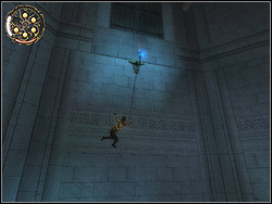 Run over the wall horizontally hooking the torch with the whip and you will land on the platform with the entrance to the tiny chamber - The Well of Ancestors - Walkthrough - Prince of Persia: The Two Thrones - Game Guide and Walkthrough