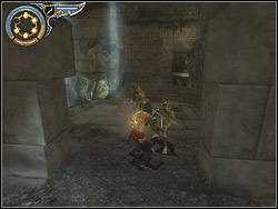 Turn to the right, run vertically over the wall and catch the ledge - The Underground Cave - Walkthrough - Prince of Persia: The Two Thrones - Game Guide and Walkthrough