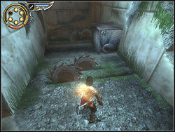 Turn left behind the pitfall with poles, and you will reach the next obstacle - The Underground Cave - Walkthrough - Prince of Persia: The Two Thrones - Game Guide and Walkthrough