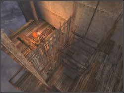 Climb the catwalk sticking out of the left brink of the platform, and then take off to the bar to the left - The Lower Tower - Walkthrough - Prince of Persia: The Two Thrones - Game Guide and Walkthrough