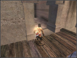 Climb the platform, go along the wall to its distant end - The Lower Tower - Walkthrough - Prince of Persia: The Two Thrones - Game Guide and Walkthrough