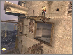 Take off from the relief to the left and run horizontally over the wall, reaching the horizontal bar - The Middle Tower - Walkthrough - Prince of Persia: The Two Thrones - Game Guide and Walkthrough