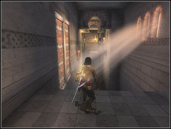 Stand at the brink of the abyss, near the left wall - The Middle Tower - Walkthrough - Prince of Persia: The Two Thrones - Game Guide and Walkthrough