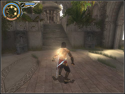 Go up the stairs, turn to the left and move to the courtyard - The Upper Tower - Walkthrough - Prince of Persia: The Two Thrones - Game Guide and Walkthrough