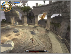 Irritated Vizier will crush walls around the arena of the fight, and will scatter pieces of columns and walls over the terrace - The Terrace - Walkthrough - Prince of Persia: The Two Thrones - Game Guide and Walkthrough