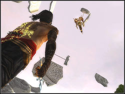 In order to be a success you have to jump to the boss neck three times inflicting him three blows with speed kill each time - The Terrace - Walkthrough - Prince of Persia: The Two Thrones - Game Guide and Walkthrough