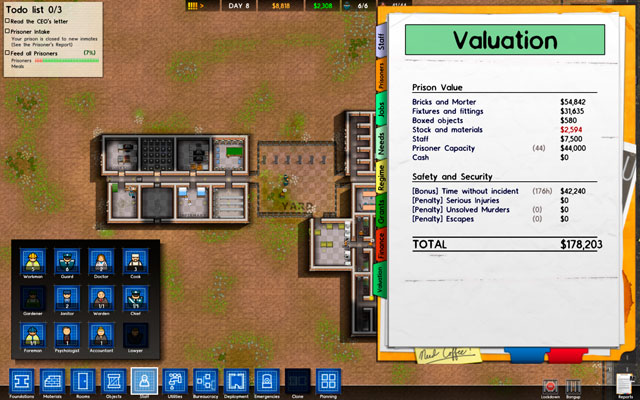 If you pursue some concrete challenges and goals, there are grants - easy missions which require you to develop the prison in a given way - What is the game about? - Prison Architect - Game Guide and Walkthrough