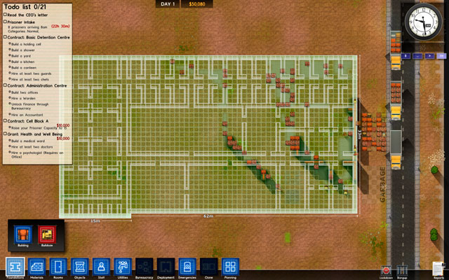 Planning doesn't influence the real situation in any way - walls drawn with it won't be built if you don't use the foundations or materials options - Planning - Prison Architect - Game Guide and Walkthrough