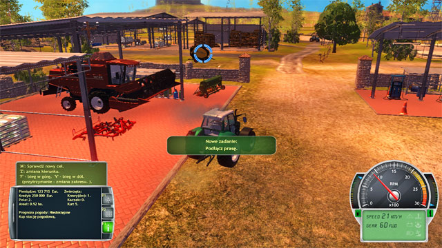 Attach the straw press to the tractor. - Getting acquainted with the farm and first works - The Career Mode - Professional Farmer 2014 - Game Guide and Walkthrough